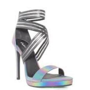QUPID HIGH HEEL ALMOND OPEN-TOE ELASTIC CRISS-CROSS STRAP SANDAL